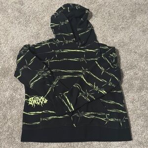 Swixxz Zumiez Black Hoodie  sweatshirt lime/ neon Green Barbed Wire Design large